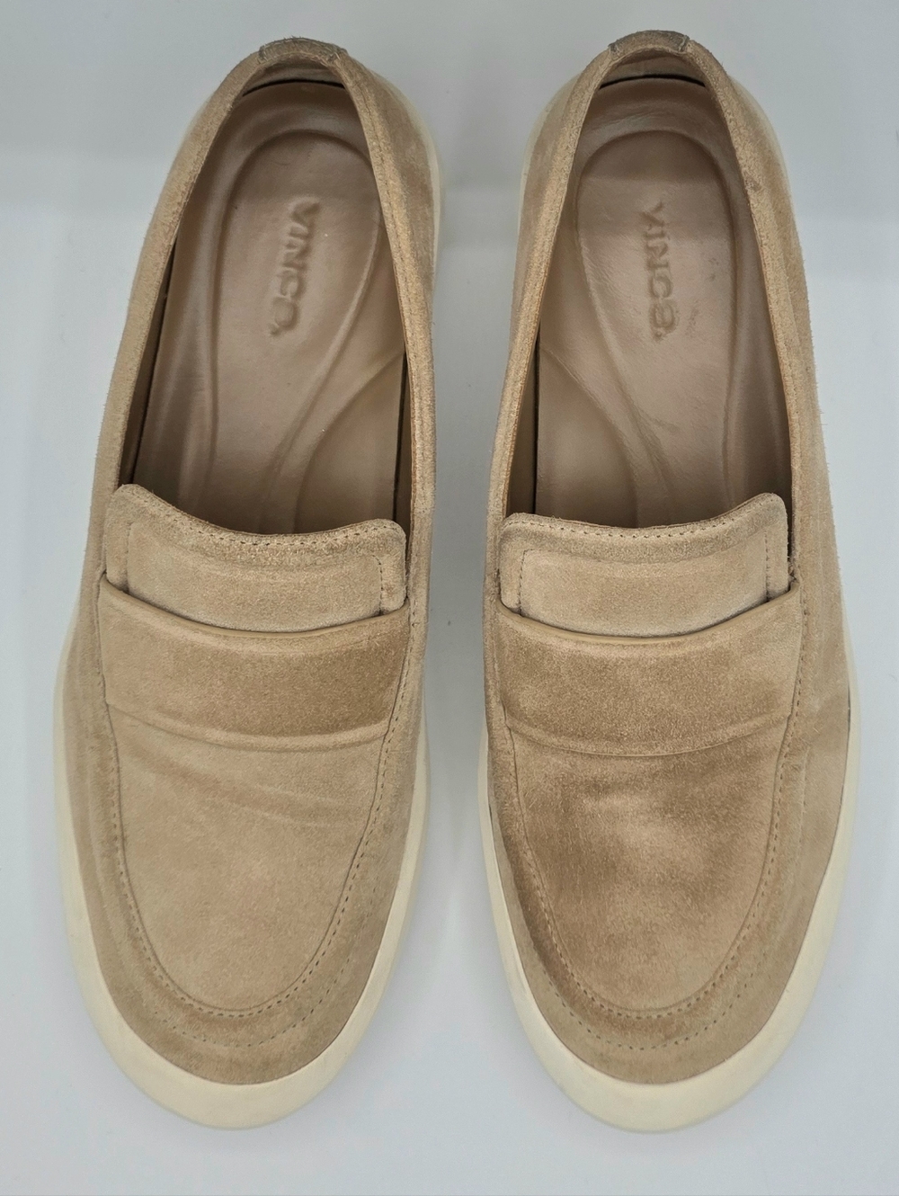 Vince Suede Loafers Womens 8.5 Tan Slip On Flats Leather Comfort Casual Shoes - Picture 2 of 12